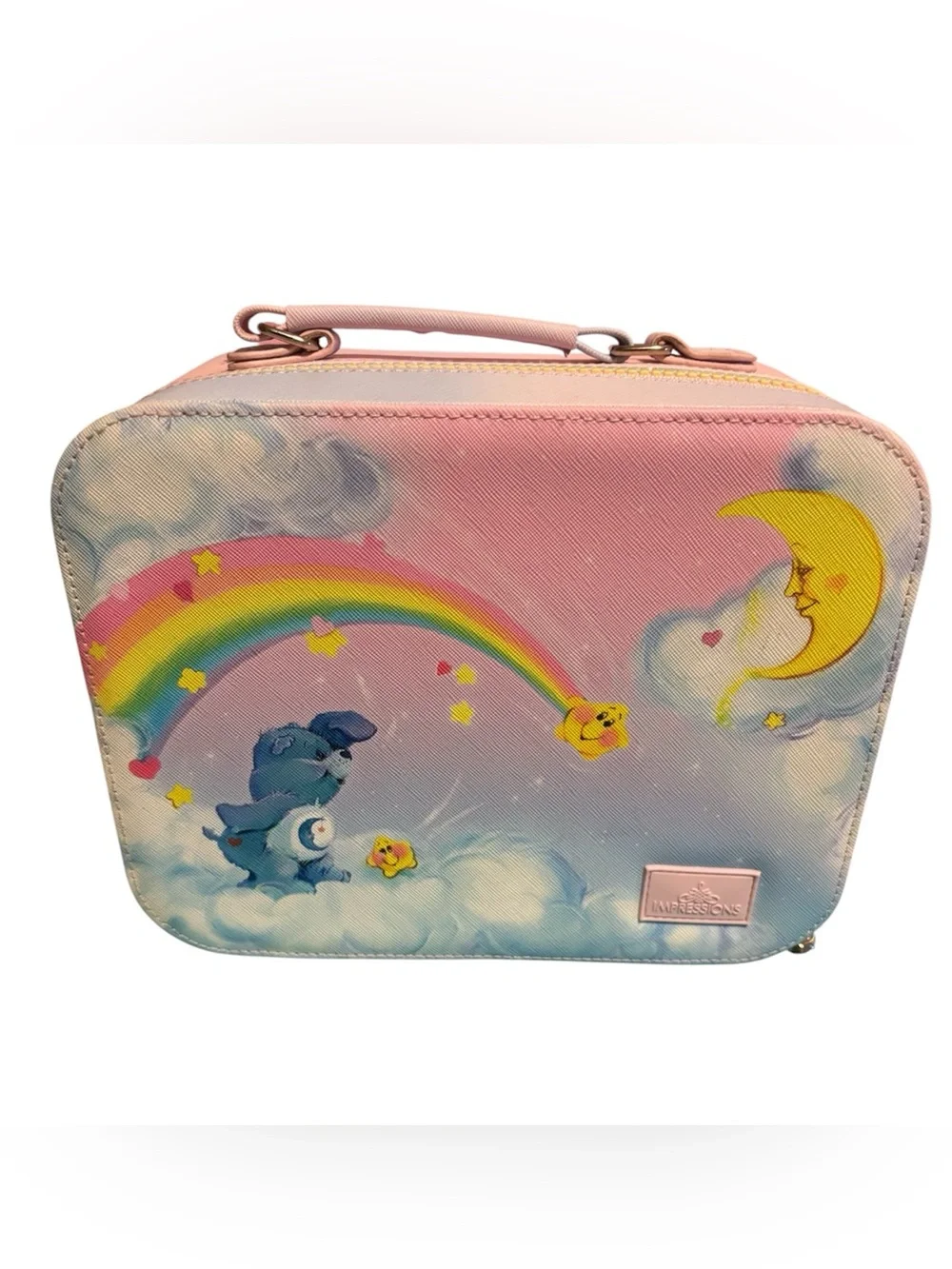 NWT Care Bears Rainbow Cloud Travel Case x The Crème Shop 5 pc Makeup Brush Set